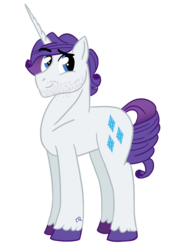Size: 1228x1753 | Tagged: safe, artist:ordinarydraw, rarity, pony, unicorn, g4, dreamworks face, elusive, eyebrows, eyebrows visible through hair, looking at you, male, rule 63, smiling, smiling at you, smirk, solo, stallion, stubble, unshorn fetlocks