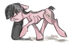 Size: 786x494 | Tagged: safe, artist:zsteube, oc, oc only, oc:septic, emaciated, skinny, solo, starvation, thin
