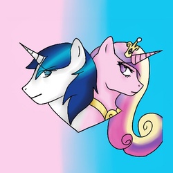 Size: 500x500 | Tagged: safe, artist:putt125, princess cadance, shining armor, g4, bust, heart