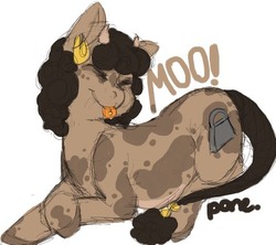 Size: 444x394 | Tagged: safe, artist:moopone, oc, oc only, cow, earth pony, pony, cute, moopone, piercing, solo