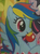 Size: 190x258 | Tagged: safe, rainbow dash, pegasus, pony, g4, official, sparkle world, apple, bizarro dash, bizarro world, color error, wobniar, you had one job