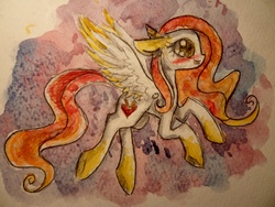 Size: 4320x3240 | Tagged: safe, artist:smartmeggie, oc, oc only, oc:magic brush, pegasus, pony, blushing, floppy ears, high res, looking up, pegasus oc, solo, traditional art