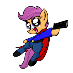 Size: 538x536 | Tagged: safe, artist:daniel-sg, scootaloo, g4, clothes, cosplay, costume, crossover, cute, cutealoo, female, i wanna be the guy, simple background, solo, the kid, this will end in tears and/or death and/or covered in tree sap, transparent background