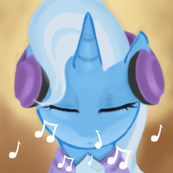 Size: 2700x2700 | Tagged: safe, artist:imgummy, trixie, pony, unicorn, g4, female, headphones, mare, music, music notes, solo