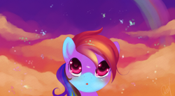 Size: 1000x550 | Tagged: dead source, safe, artist:loyaldis, rainbow dash, g4, female, heart eyes, solo, wingding eyes