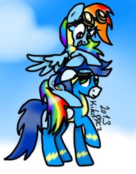 Size: 543x694 | Tagged: safe, artist:monnarcha, rainbow dash, soarin', g4, female, male, ship:soarindash, shipping, straight