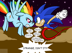 Size: 1571x1160 | Tagged: safe, artist:sonigoku, rainbow dash, hedgehog, pegasus, pony, g4, crossover, male, parody, sonic the hedgehog, sonic the hedgehog (series)