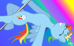 Size: 640x400 | Tagged: safe, artist:jollyware, rainbow dash, g4, female, pole dancing, solo, stripper pole