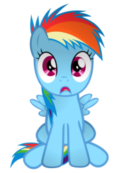 Size: 1102x1536 | Tagged: safe, artist:coltsteelstallion, rainbow dash, g4, female, filly, filly rainbow dash, shocked, simple background, solo, transparent background, vector