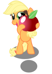 Size: 1087x1536 | Tagged: safe, artist:coltsteelstallion, applejack, earth pony, pony, g4, apple, bipedal, cute, female, filly, filly applejack, jackabetes, simple background, solo, transparent background, vector, younger