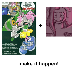 Size: 910x842 | Tagged: safe, pinkie pie, g4, anti-amy, archie comics, exploitable meme, insanity, make it happen, meme, pinkamena diane pie, rosy the rascal, sonic the hedgehog, sonic the hedgehog (series)