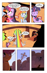 Size: 1320x2040 | Tagged: safe, artist:karzahnii, rainbow dash, scootaloo, twilight sparkle, g4, comic, golden oaks library, kite, tales from ponyville
