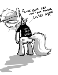 Size: 1400x1800 | Tagged: safe, derpy hooves, pony, g4, ask-derpyweas, bipedal, female, solo, spanish