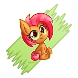 Size: 1000x1000 | Tagged: safe, artist:anggrc, babs seed, earth pony, pony, g4, adorababs, cute, female, happy, simple background, smiling, solo, transparent background