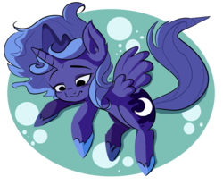 Size: 2262x1870 | Tagged: safe, artist:xylobell, princess luna, g4, female, filly, solo, underwater, woona, younger