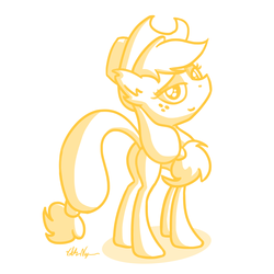 Size: 3000x3000 | Tagged: safe, artist:viktornewman, applejack, g4, female, monochrome, solo