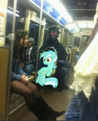 Size: 743x919 | Tagged: safe, lyra heartstrings, human, g4, irl, irl human, monster, photo, ponies in real life, sitting lyra, subway