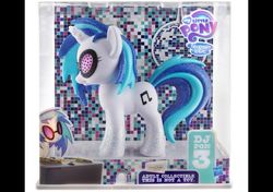 Size: 540x380 | Tagged: safe, dj pon-3, vinyl scratch, pony, unicorn, g4, official, comic con, disco, disco ball, female, figure, glitter, hasbro, holes, irl, mare, not toy, photo, solo, sparkly hooves, turntable