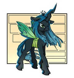 Size: 508x529 | Tagged: dead source, safe, artist:yukandasama, queen chrysalis, changeling, changeling queen, g4, abstract background, female, solo