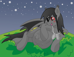 Size: 13200x10200 | Tagged: safe, artist:xniclord789x, oc, oc only, oc:falling star, bat pony, pony, absurd resolution, belly button, blushing, dog tags, eyepatch, female, kicking, mare, pregnant, solo