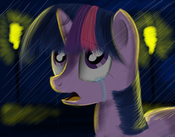 Size: 1920x1500 | Tagged: safe, artist:wourdeluck, twilight sparkle, g4, crying, female, rain, solo