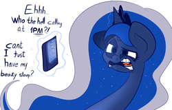 Size: 1280x820 | Tagged: safe, artist:extradan, princess luna, alicorn, pony, g4, cellphone, female, magic, phone, simple background, smartphone, solo, white background