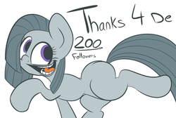 Size: 1280x862 | Tagged: safe, artist:extradan, marble pie, earth pony, pony, g4, female, follower count, simple background, solo, white background