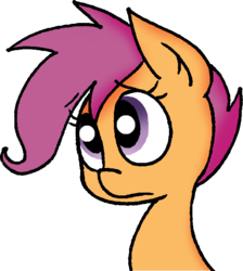 Size: 572x639 | Tagged: safe, artist:strangiesleepy, scootaloo, pony, g4, female, filly, foal, scootasad, simple background, solo, transparent background