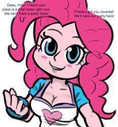 Size: 600x650 | Tagged: safe, artist:livesmutanon, pinkie pie, comic:based anon, equestria girls, g4, /mlp/, breasts, busty pinkie pie, cleavage, color, female, solo