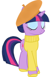 Size: 1197x1641 | Tagged: safe, artist:cool77778, twilight sparkle, g4, beret, clothes, female, simple background, solo, sweater, transparent background, vector