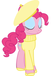 Size: 1000x1475 | Tagged: safe, artist:cool77778, pinkie pie, g4, beret, clothes, female, simple background, solo, sweater, transparent background, vector