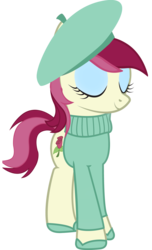 Size: 1000x1641 | Tagged: safe, artist:cool77778, roseluck, earth pony, pony, g4, beret, clothes, female, show accurate, simple background, solo, sweater, transparent background, vector
