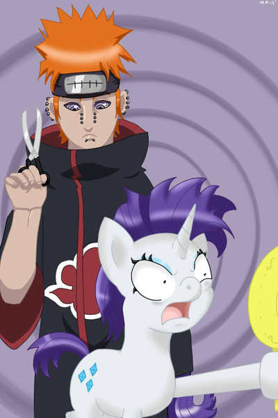341496 Safe Artist Sonikku001 Rarity Akatsuki Crossover Haircut Mirror Naruto Pain Naruto Scissors Derpibooru