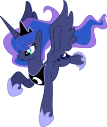 Size: 7000x8282 | Tagged: safe, artist:kp-shadowsquirrel, artist:pinkiemina, princess luna, g4, absurd resolution, female, flying, raised hoof, simple background, smiling, solo, spread wings, transparent background, vector