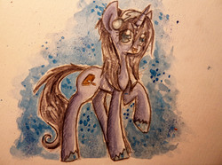 Size: 4229x3145 | Tagged: safe, artist:smartmeggie, oc, oc only, oc:sapphire, pony, unicorn, high res, solo, traditional art