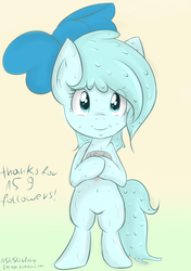 Size: 1478x2105 | Tagged: safe, artist:freefraq, oc, oc only, oc:shiny slime, goo pony, original species, pony, ask, bipedal, female, ribbon, solo, tumblr