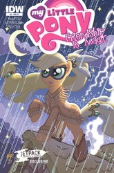 Size: 659x1000 | Tagged: safe, idw, applejack, g4, comic cover, cover, female, lightning, moon, night, rain, solo, storm