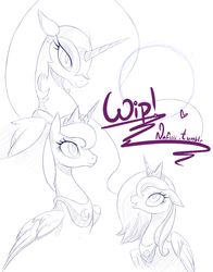 Size: 723x922 | Tagged: safe, artist:nafiiii, nightmare moon, princess luna, g4, lunar trinity, s1 luna, wip