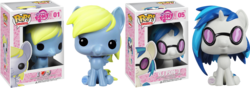 Size: 1400x492 | Tagged: safe, derpy hooves, dj pon-3, vinyl scratch, pegasus, pony, g4, box, female, figure, figurine, funko, funko pop!, mare, packaging, that one nameless background pony we all know and love, toy