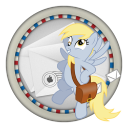 Size: 256x256 | Tagged: safe, artist:rainbowglatos, derpy hooves, pegasus, pony, g4, bag, female, icon, letter, mail, mailbag, mailmare, mailpony, mare, solo