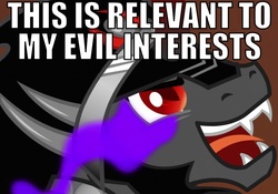 Size: 750x525 | Tagged: safe, king sombra, g4, caption, evil, image macro, male, reaction image, relevant to my interests, solo