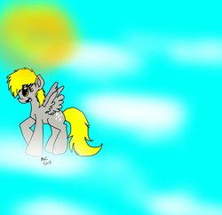 Size: 908x879 | Tagged: safe, artist:zeydoko-hagane, derpy hooves, pegasus, pony, g4, female, mare, sky, solo