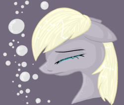 Size: 1006x858 | Tagged: safe, artist:ifoopets, derpy hooves, pegasus, pony, g4, bubble, crying, female, mare, sad, solo