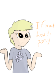 Size: 1152x1536 | Tagged: safe, artist:jolterane, derpy hooves, human, g4, :t, female, humanized, shrug, solo