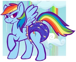 Size: 1093x890 | Tagged: safe, artist:popsicles, rainbow dash, g4, diaper, female, non-baby in diaper, poofy diaper, solo