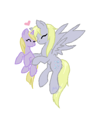 Size: 400x550 | Tagged: safe, artist:iarthunted, derpy hooves, dinky hooves, pegasus, pony, g4, equestria's best mother, female, heart, hug, mare