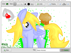 Size: 613x460 | Tagged: safe, artist:bunfuchica, derpy hooves, pegasus, pony, g4, female, mare, muffin, screenshots, solo