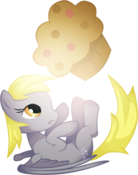 Size: 600x762 | Tagged: safe, artist:mimipony, derpy hooves, pegasus, pony, g4, female, giant muffin, mare, muffin, solo