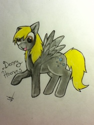 Size: 720x960 | Tagged: safe, artist:lemur1928, derpy hooves, pegasus, pony, g4, female, mare, solo, traditional art