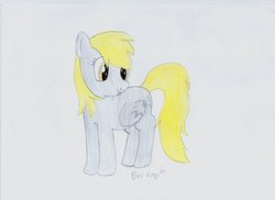 Size: 1048x762 | Tagged: safe, artist:pervkapitan, derpy hooves, pegasus, pony, g4, female, mare, solo, traditional art, underp